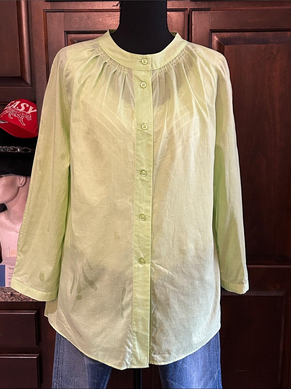 Sandro Sz L Lime Green Button-Front Women’s Blouse